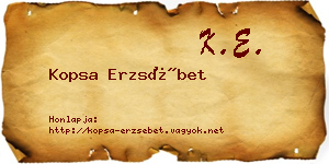 Kopsa Erzsébet névjegykártya